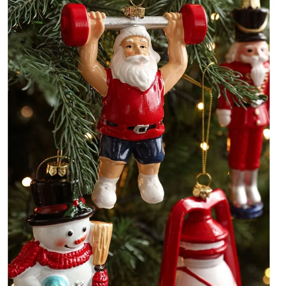 Plastic Christmas Ornaments Red White Painted DIY Tree Pendant