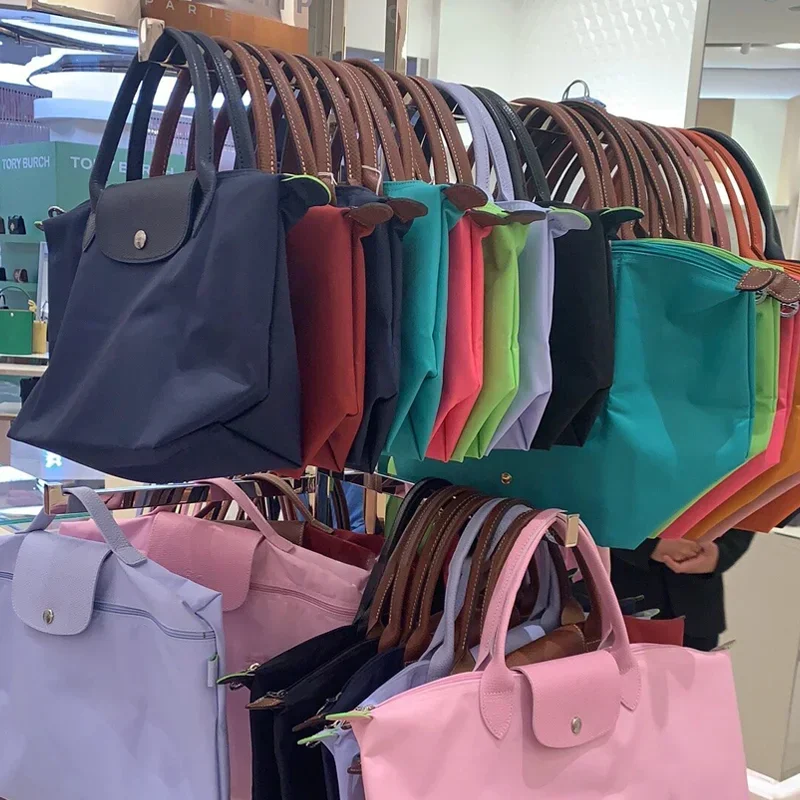 

Foldable Dumplings Bags Embroidered Horse Tote Bag Classics Handbag Woman Fashion Shoulder Bags Nylon Commuter Shopping Bags