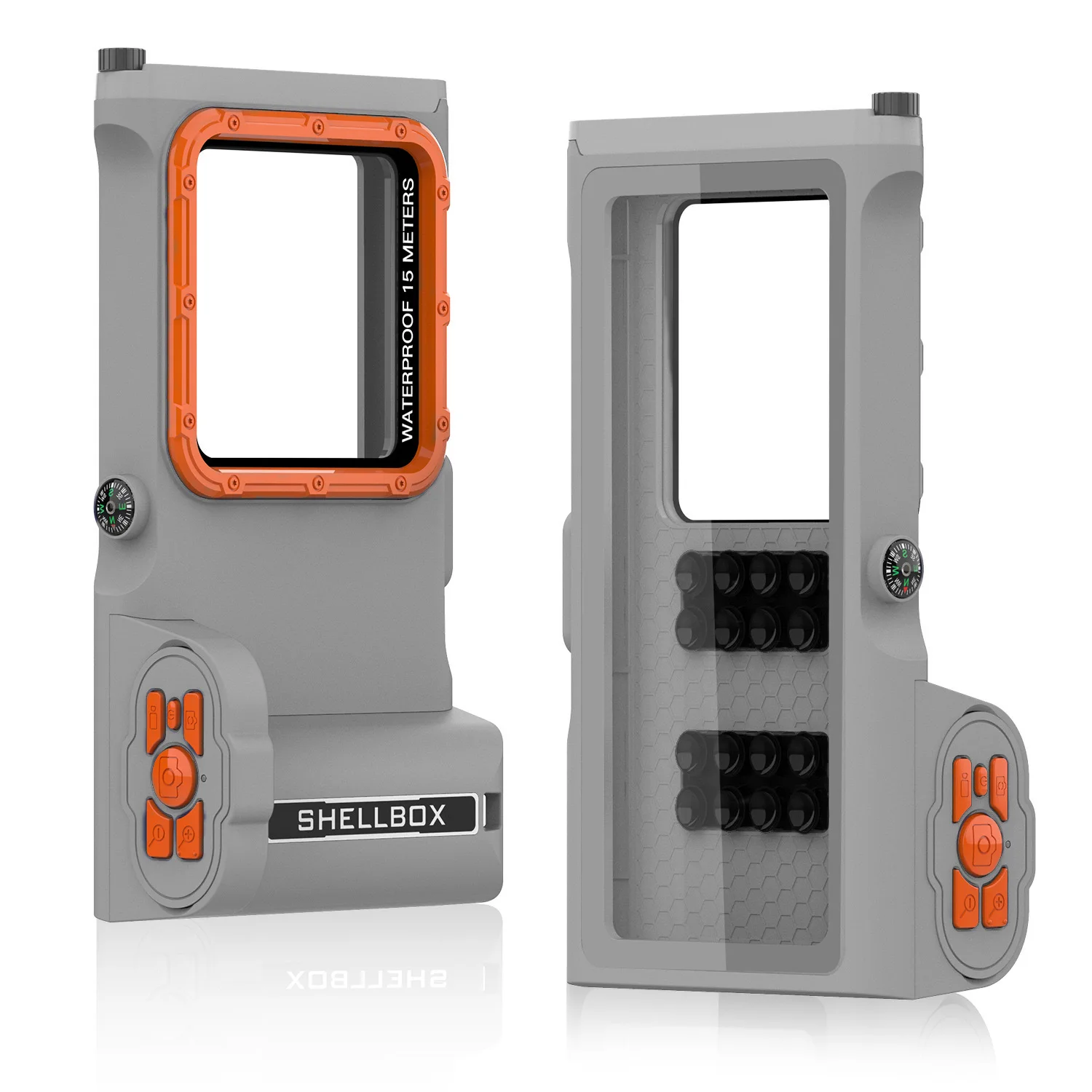 ShellBox 3rd Gen Waterproof Diving Case for Iphone with Bluetooth Shutter Grip 15 Meter Underwater 1/4 Screw Hole for Bracket