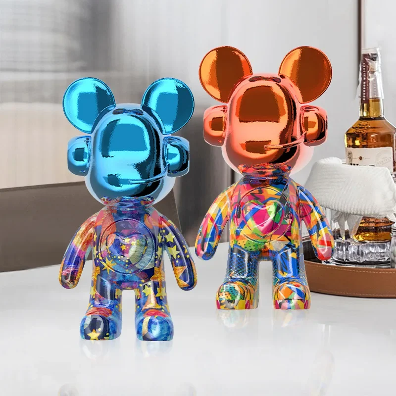 

32 Choices of Luxury Bear Brick Figures 35cm Luxury Resin DJ Bear Decoration Office Table Wine Cabinet Decoration