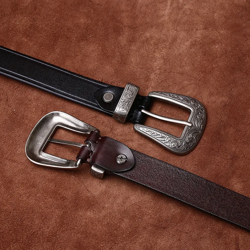 2.8cm High Quality Embossed Western Cowboy Belt Genuine Leather Designer Female Belt Punk Jeans Belts For Women