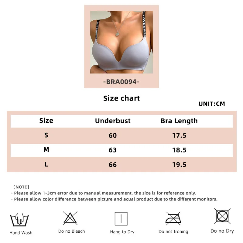 Soft One-piece Bra for Women Solid Color Seamless Letter Bras Comfortable  Wire Free Lingerie Ladies Sexy Push Up Underwear 1pc - AliExpress