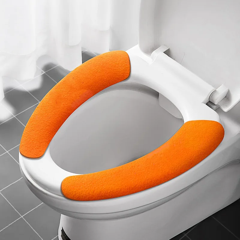 2Pc/set Reusable Warm Flannel Toilet Seat Cover Washable Seat Filling Bathroom Mat Cover