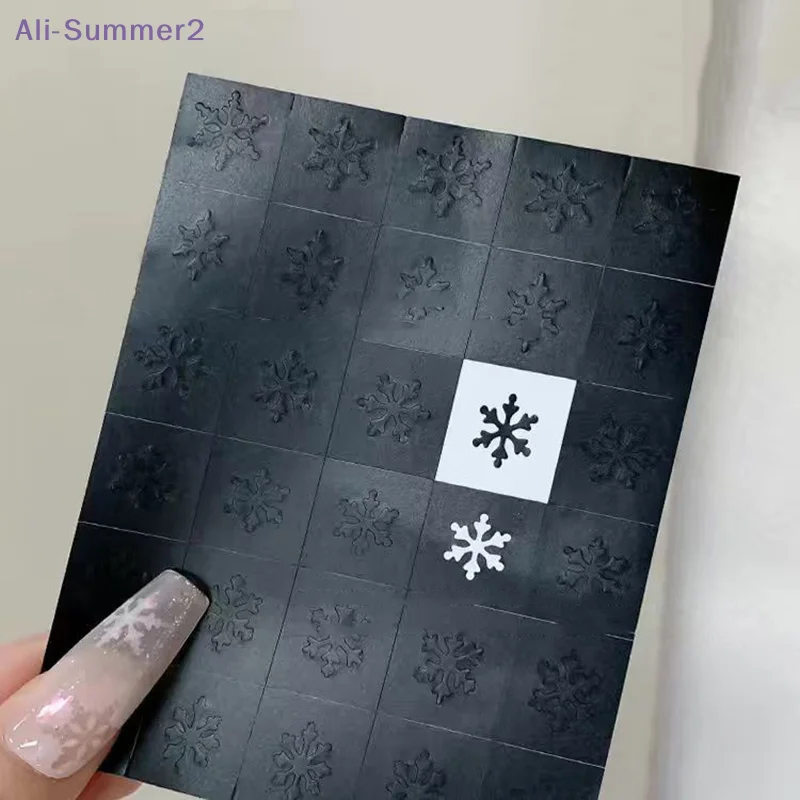 {Summer2} 2장 네일 아트 에어브러시 스텐실 속이 빈 눈송이 재사용 가능한 네일 타투 템플릿 매니큐어 용품