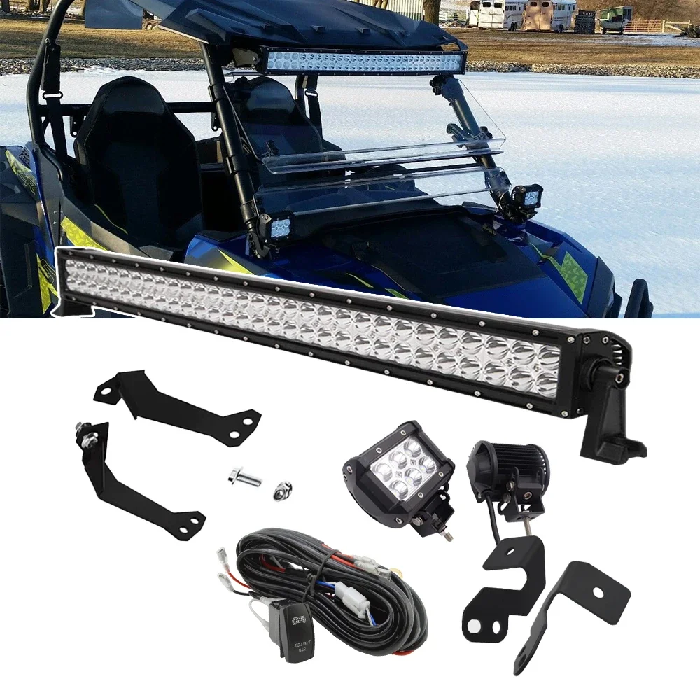 

For Polaris RZR 1000 900 XP Upper Roof 30" Straight LED Light Bar Mount Set & A-Pillar LED Work Lights Mount Kit with Wiring Kit