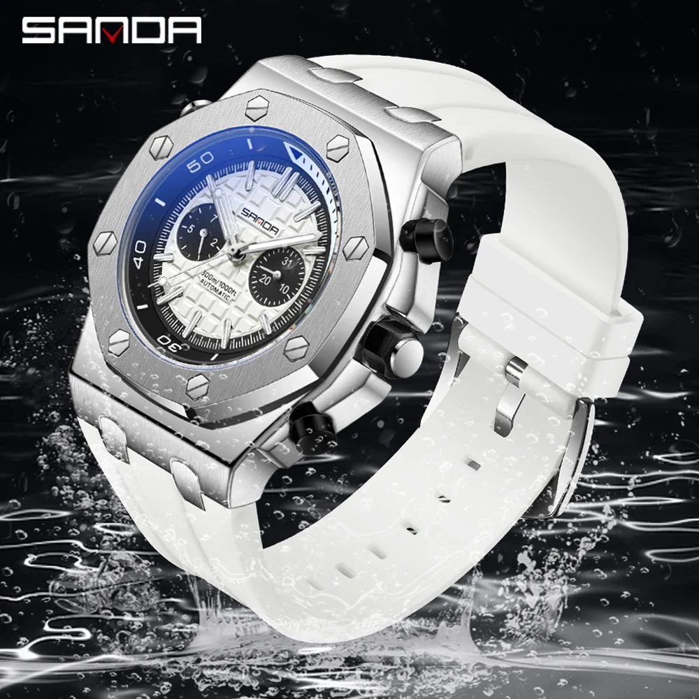 

Sanda 2023 New Nightlight Weekly Calendar Mechanical Watch Fashion Trend Three Eyes Six Needle Fully Automatic Men's Watch 7030