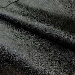 Elegant Vintage Floral Damask Silk Satin Brocade Jacquard Fabric for Sewing and Upholstery (Black)