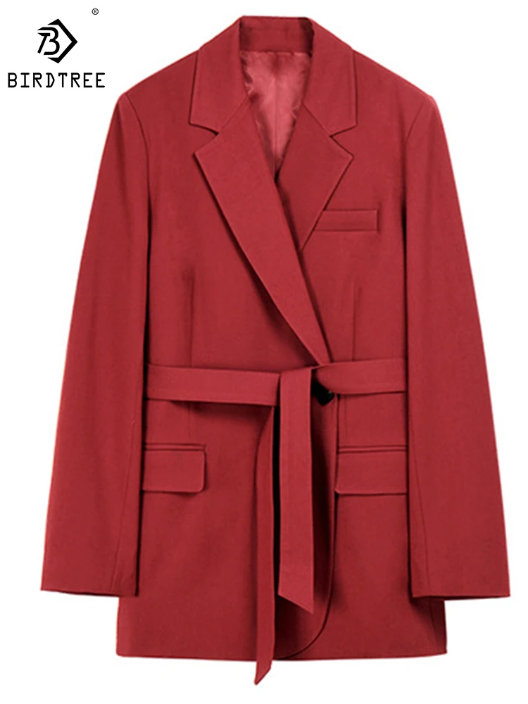 

Birdtree 57% Recycled Cellulose Fiber 8.1% Sheep Wool Blazer Autumn New Large Silhouette Casual Fashion Coats Women C39373QD