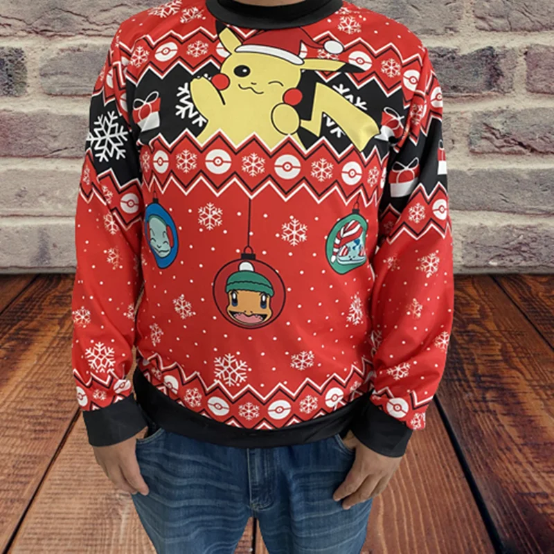 Pokemon Anime Natale Pikachu Maglione Charmander Bulbasaur
