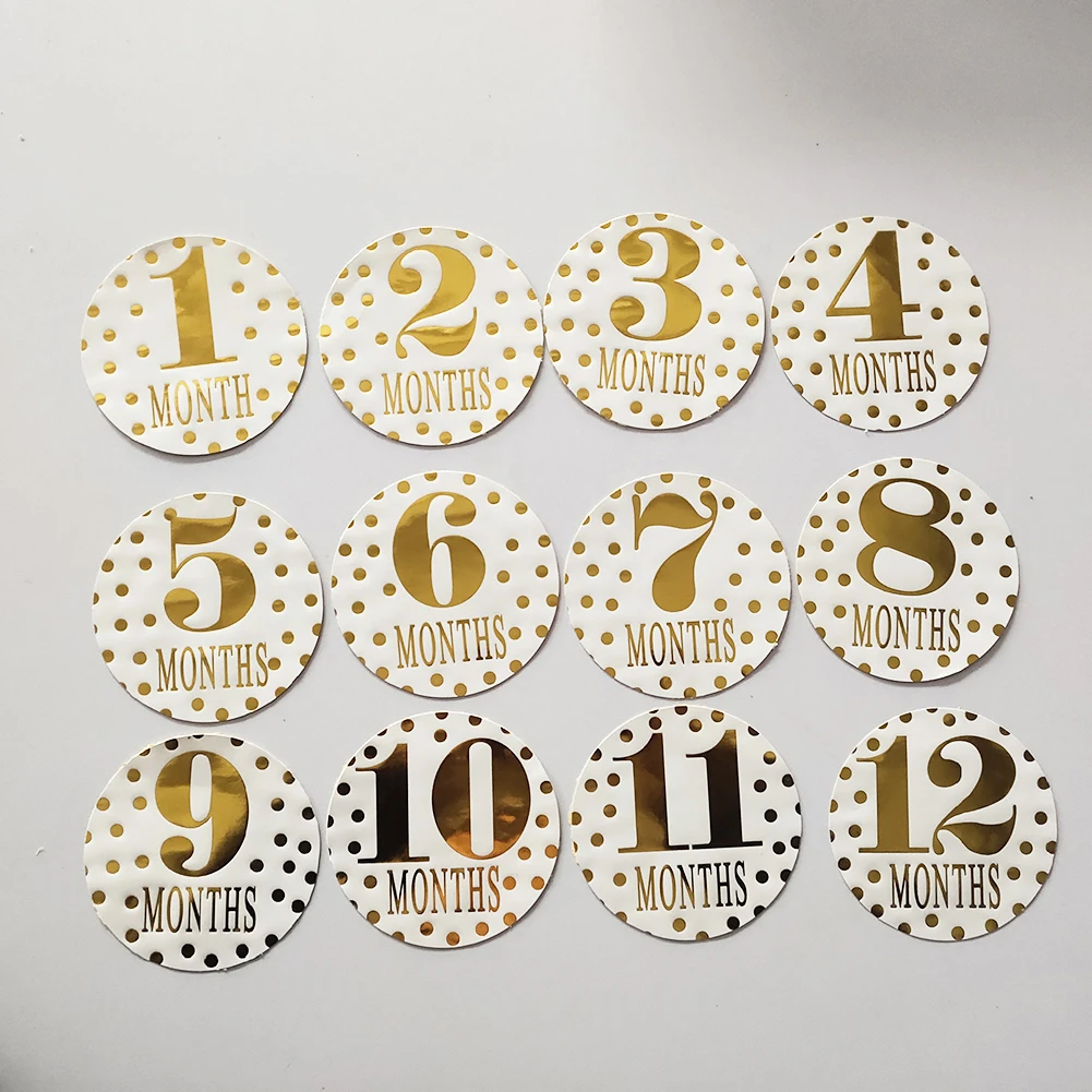 12pcs Infant Baby Monthly Sticker Elaborate Manufacture Prolonged Pregnant Women Month Milestone Photograph Prop