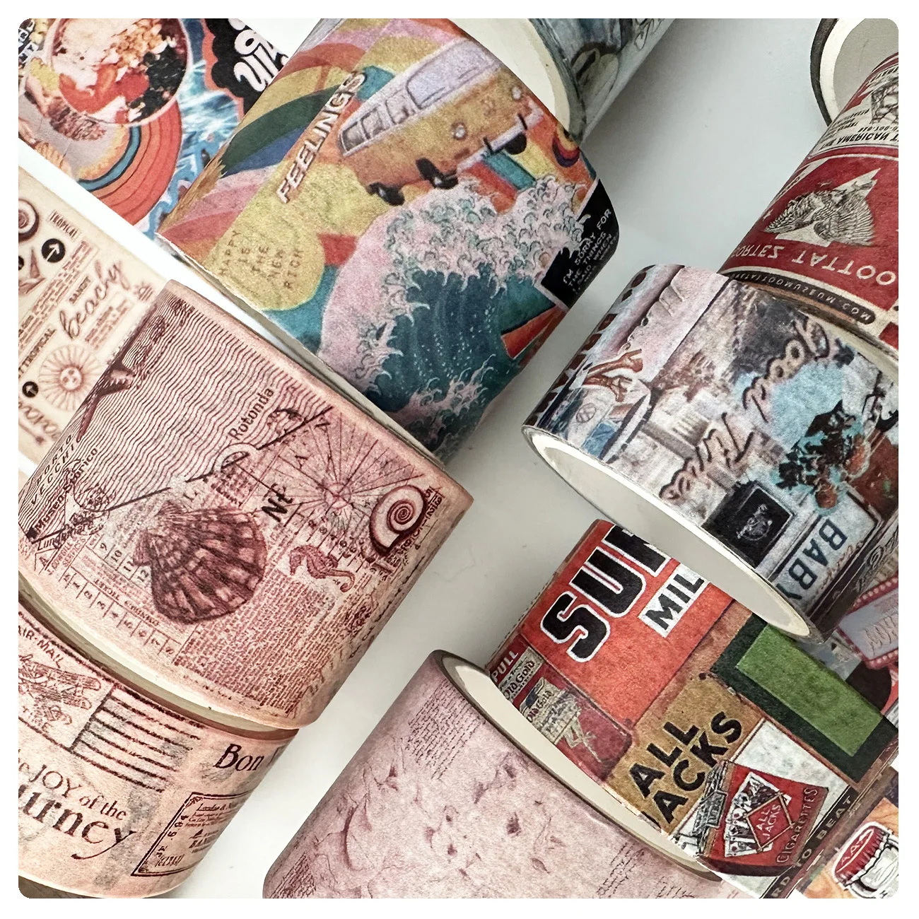 4 Rolls/volumes  Washi Tape Vintage style hand account tape retro decorative material hand account tape sticker 6