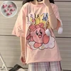 Summer Japanese Cartoon Printing Tshirt Women Harajuku Kawaii Girl Pink Loose Cotton Short T Shirt Top Female Student Clothes 1