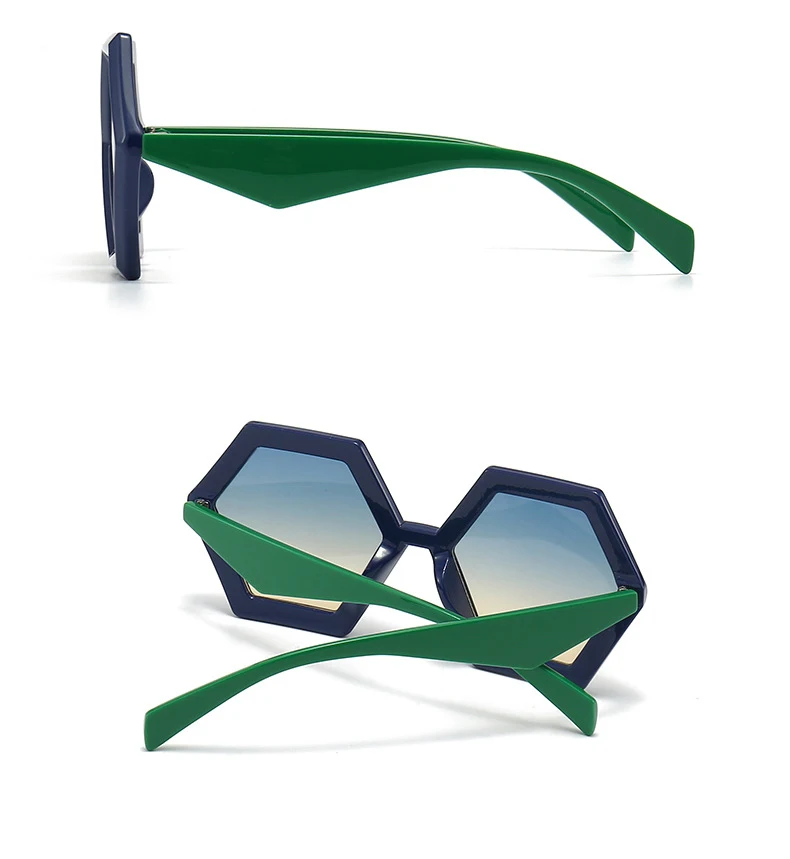 56880 neue Polygon Farbverlauf Sonnenbrille Frauen Mode große Retro Sonnenschutz Spiegel im Freien Schutzschirme uv400 – Detail 12