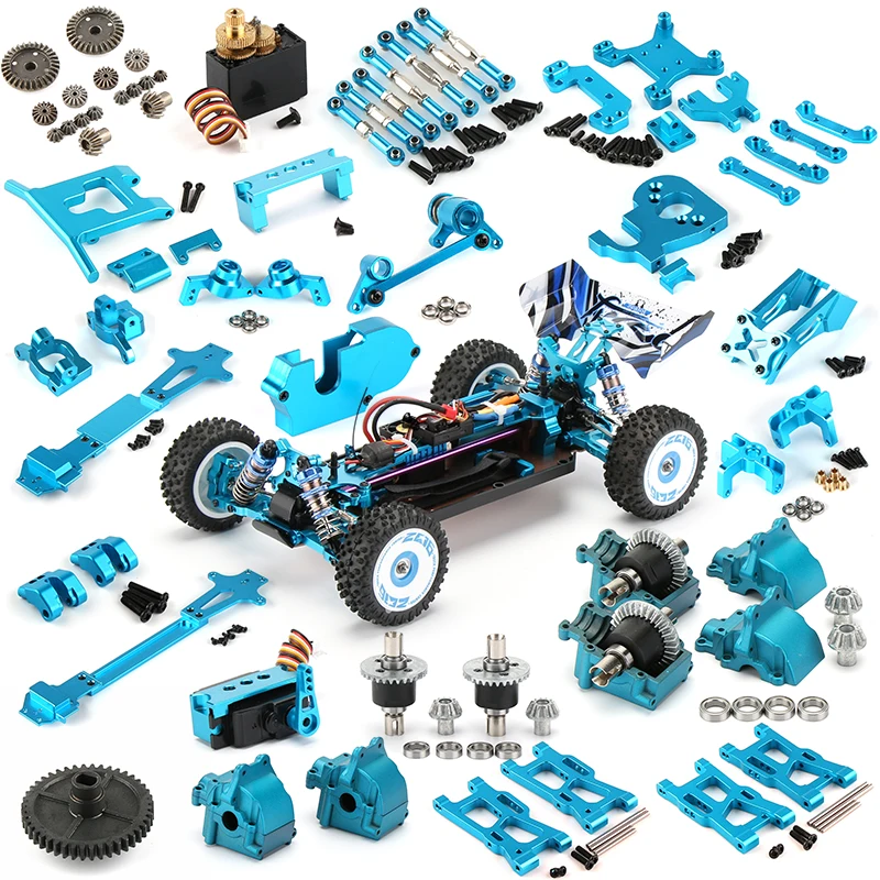 Wltoys 124018 124019 RC Car 1:12 Blue All Upgrade Metal Spare Parts 4WD Arm/Rod/Steering Cup/Differential Gear/Screw Set/Gearbox