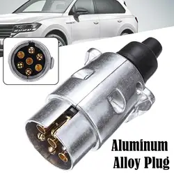 Universal Car Trailer Adapter - 7 - Pin Flat to Large Round Socket for RV and Camper Accessories