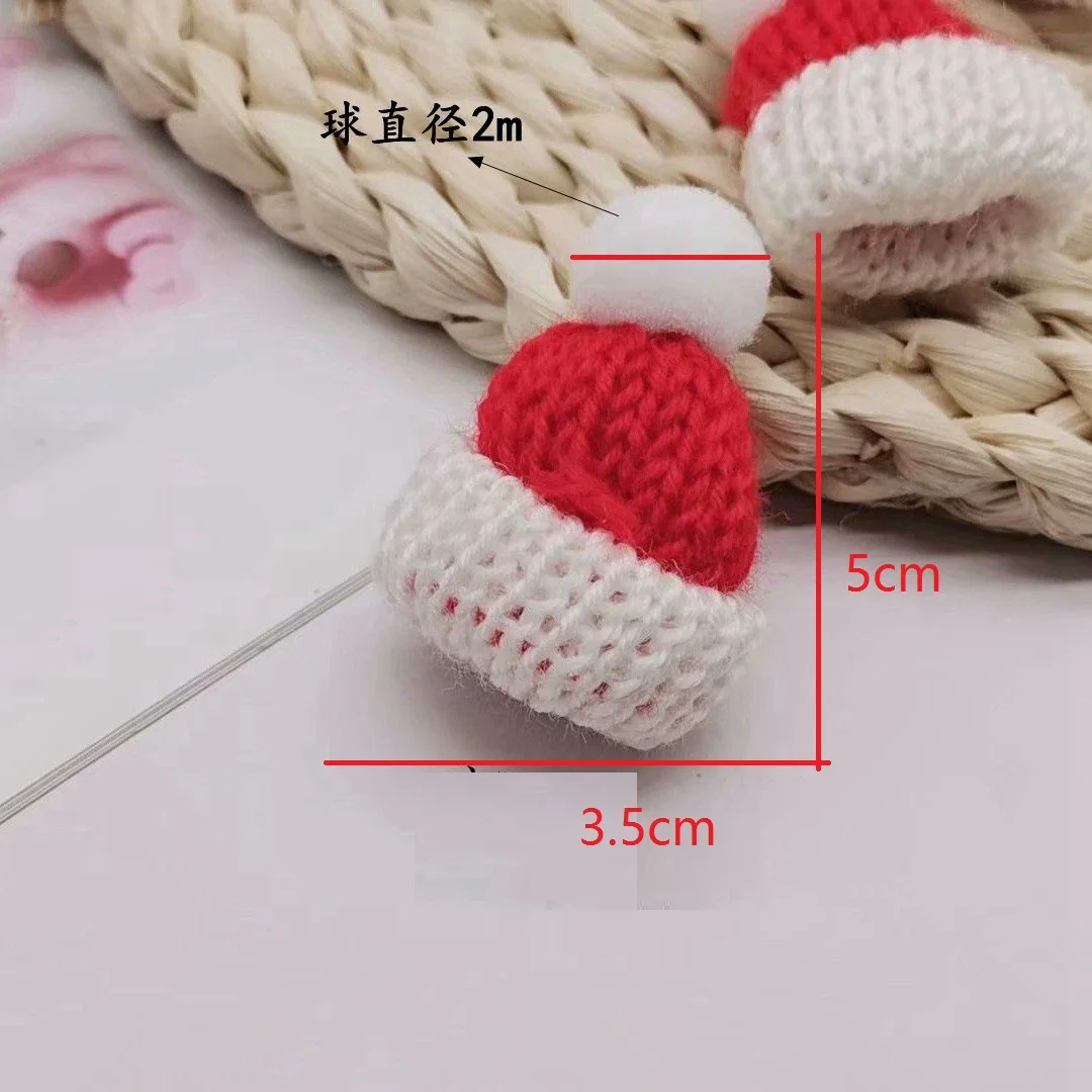 20PCS Christmas Mini Woolen Small Hat Hairpin Christmas Wine Bottle Hat Milk Tea Wine Knitted Finger DIY Decor