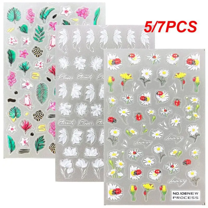 

5/7PCS Adhesive Nail Stickers Rich And Colorful Safe And Non-toxic Vibrant 3d Design Durable And Sturdy Convenient To Use