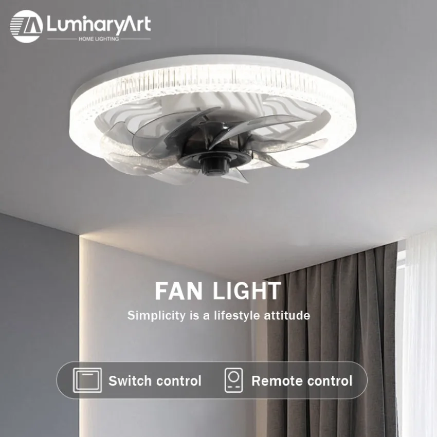 LED Fan Light E27 Strong Wind Silent Remote Control Household Dimmable 85 265V Bedroom Interior Decoration
