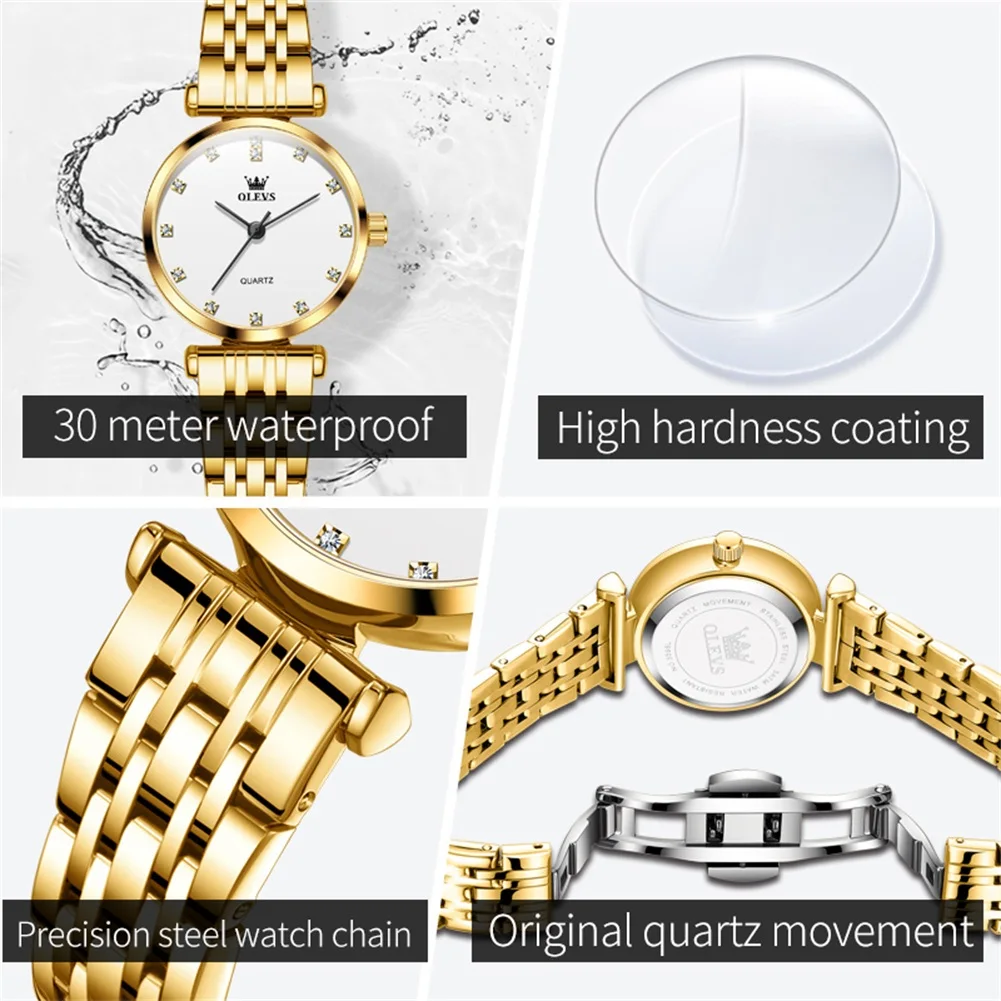 OLEVS 5596 Diamond Luxury Elegant Women Watches Waterproof Original Quartz Watch For Woman Top Brand Business Wristwatch