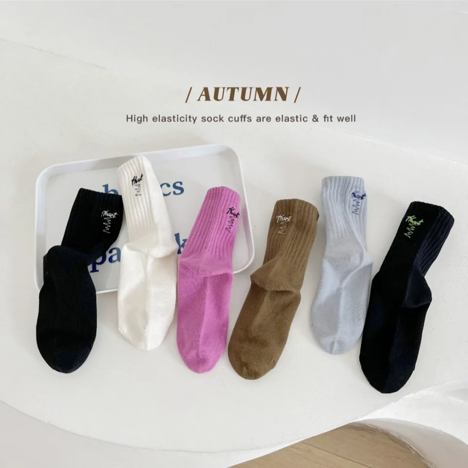 autumn and winter children's socks baby cotton embroidered boys and girls casual sports socks medium tube 9 S2b706857ed874d848b7f420b20ac3526F