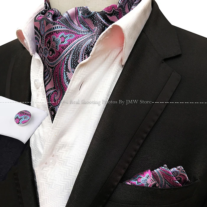 Herren Luxus Vintage Paisley Floral Formale Krawatte Ascot Krawatte Selbst Britischen Stil Gentleman Krawatte Set Für Hochzeit Party Geschenk – Detail 1