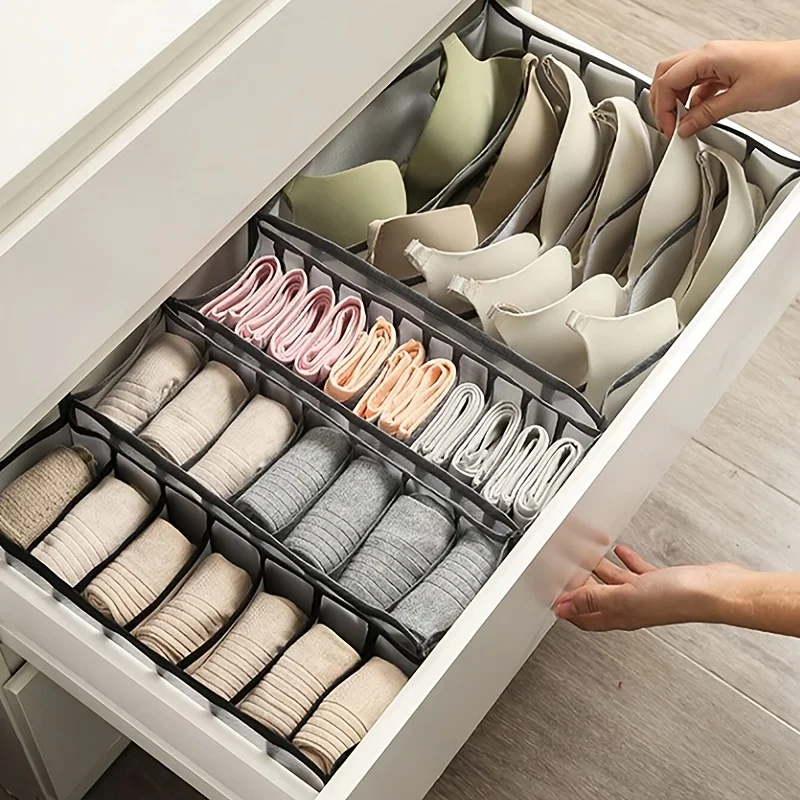 3 PCS- Compartmentalized Clothes Organizer Household CompartmentalizedUnderwearOrganizer 7/9/11 Compartment Jeans Bra Organizer 3