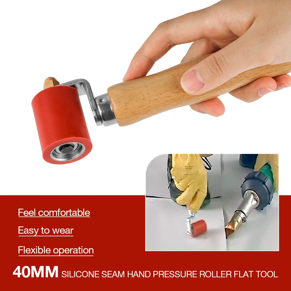 Rullo Pressore Per Saldatura - In Silicone Resistente Al Calore (260°C) - Con Manico In Legno - 40mm - Foto 11
