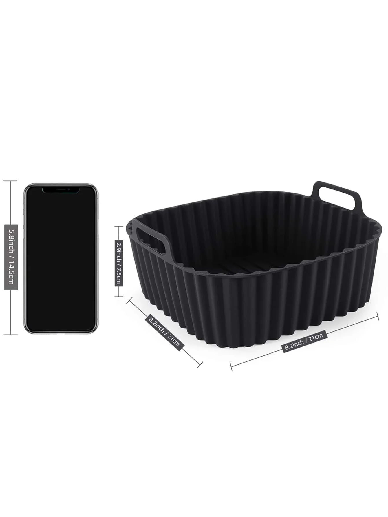 Air Fryer Silicone Pot Thick Reusable Square Liners Replacement of Parchment Liner Paper Basket Air Fryer Liners Air Fryer Accessories Air Fryer Silicone Tray