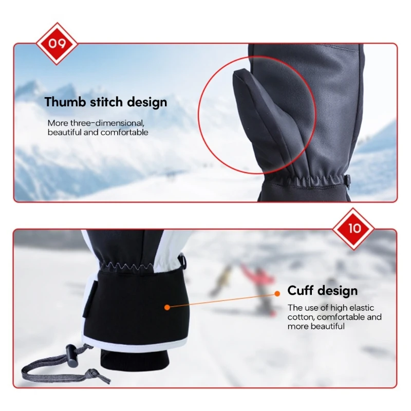 1Pair Winter Ski Mittens for Men & Women Winter Snow Mitts Touchscreens Waterproof Winter Gloves Warm for Cold Weather Snowboard 5