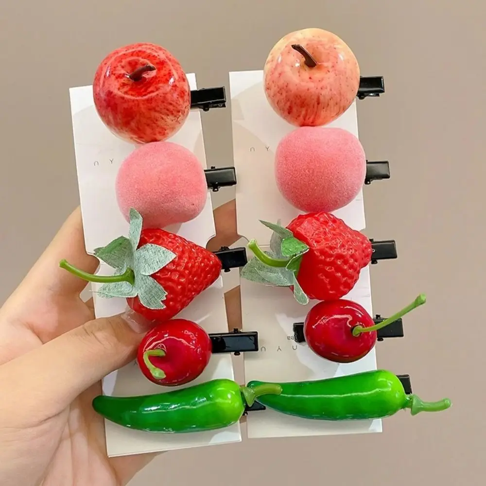 

Fashion Cute Fun Simulation Fruit Hair Clip For Girls Strawberry Cherry Hairpins Kawaii Student Bangs Side Barrettes