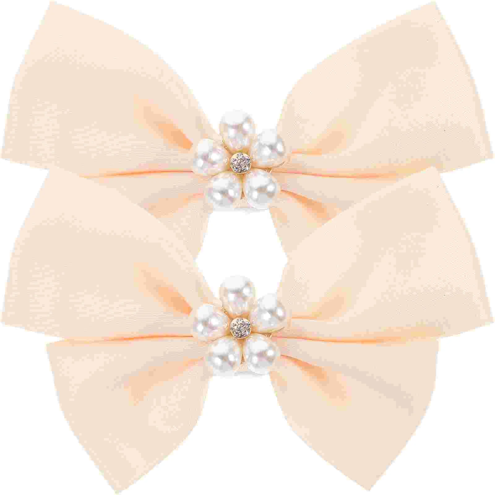 

Ribbon Bow Shoe Clips Pearl Shoe Charm Wedding Bridal Bow Boots Silk Detachable Jewelry White
