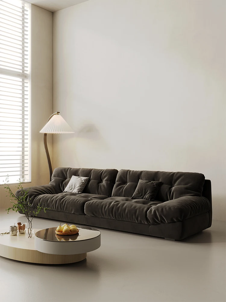 

Modern simple frosted fabric sofa living room small apartment straight sofa three-person sofa Italian minimalist cloud sofa