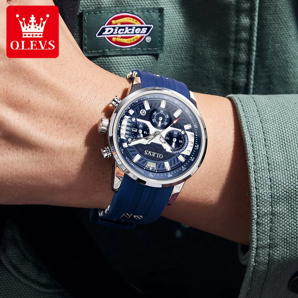 OLEVS 3690 Watch For Men Original Fashion Date Quartz Man Watch Top Brand 44mm Big Dial Waterproof Luminous Luxury Wristwatch