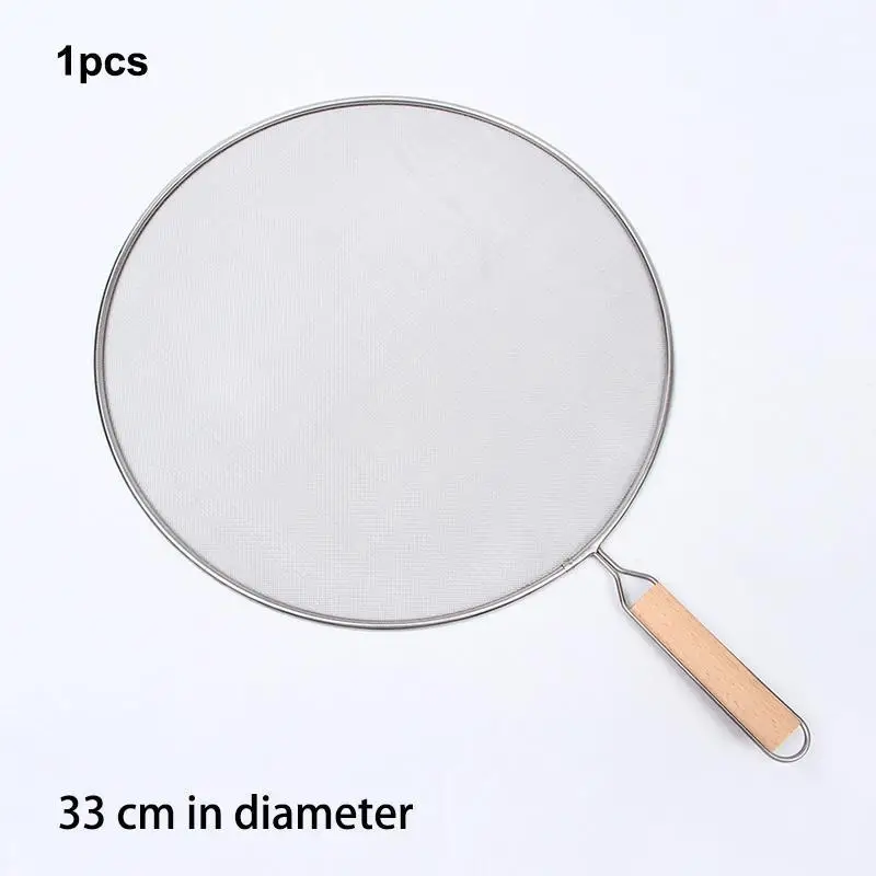 Description Picture 2 of itemStainless Steel Splatter Screen For Frying Pans Mesh Guard For Kitchen Cooking Hot Oil Splash Splatter With Wooden Handle