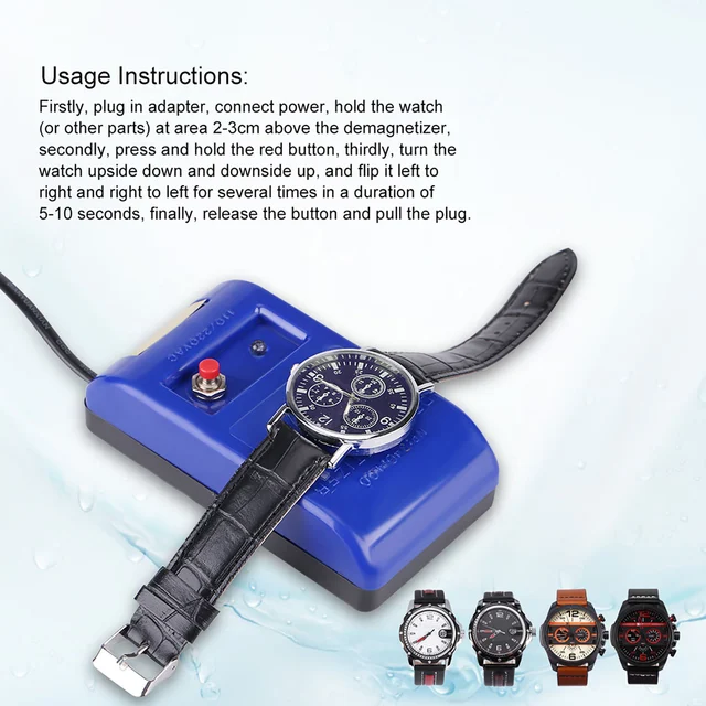 Démagnétiseur professionnel mécanique montre-bracelet démagnétiseur montre réparation démagnétisation outil 110/220v démagnétiseur de réparation de montre 1