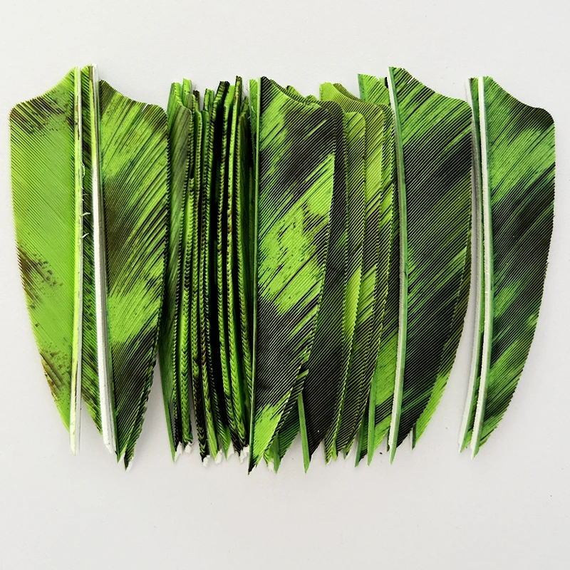 50Pcs 3 Inch Arrow Feathers Fletching Shield Cut Right Wing Ink Painting Turkey Feather Vanes Archery DIY Accessories 4