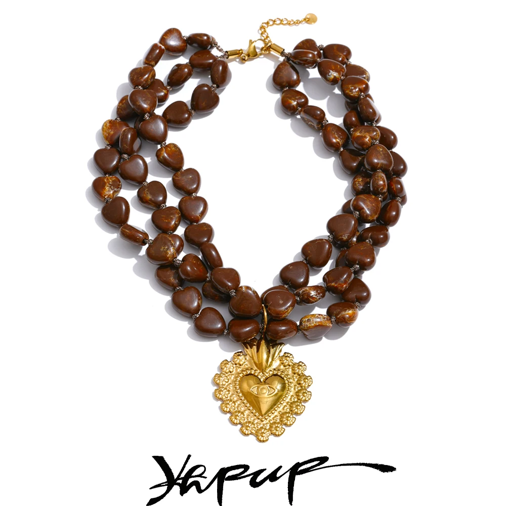 Yhpup Necklace Acrylic Beads Handmade Autumn