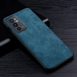 Premium Scratch-Resistant PU Leather Phone Case - Solid Color Cover for OnePlus 9R (Dark Blue)