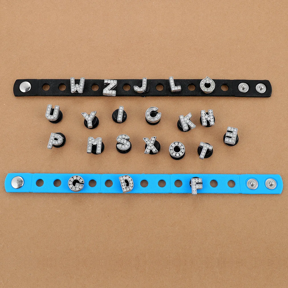 Golden Letters Crystal Diamond Alloy Charms Accessories Shoes Buckle 1Pcs