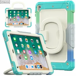 Heavy Duty Rugged Tablet Case with Handle and Stand - Shockproof Cover - iPad 10th 10.9 inch (Rainbow Blue)
