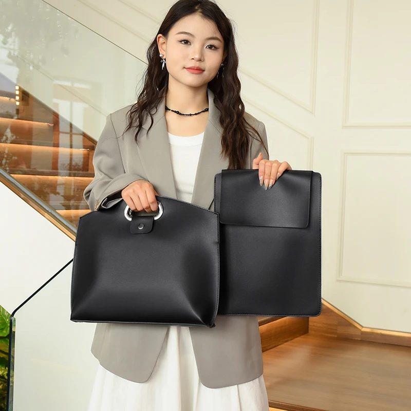 Women's large capacity handbag, commuter briefcase for office workers, high-end waterproof civil servant business bag