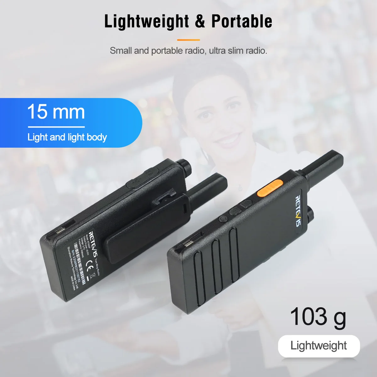 Retevis RT622P 15mm Ultra-thin Walkie-talkie PMR446 Pro 2 way Radio Type C VOX 3