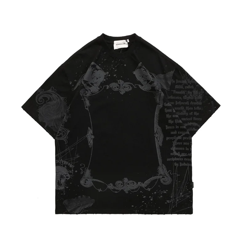 

Summer Men Oversize Tshirts Hip Hop Ripped Graffiti Jesus Print Punk Streetwear Short Sleeve Harajuku Casual Cotton Unisex Tops