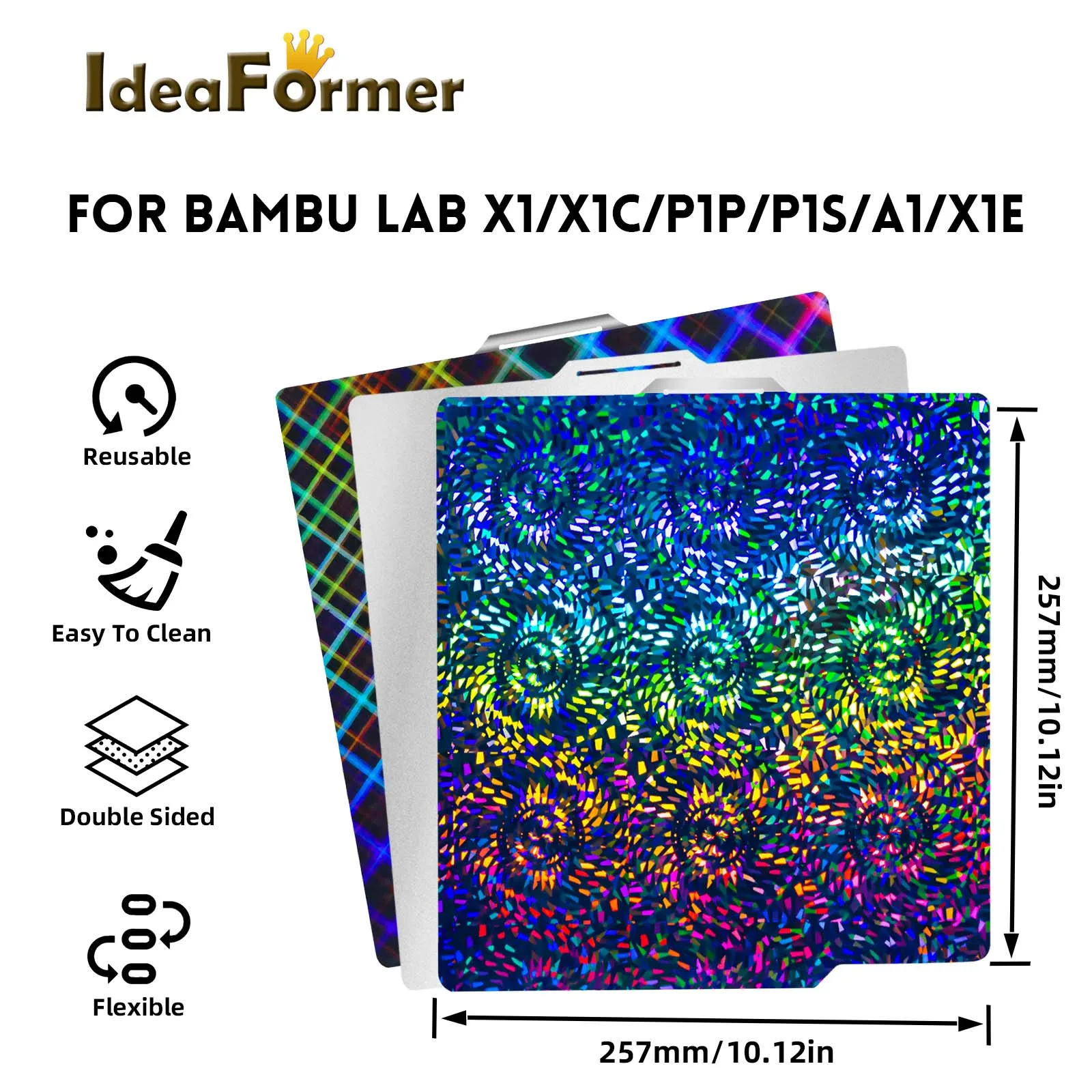 New-Bambu-Lab-P1S-Build-Plate-A1-X1C-Pei-Texture-257x257-H1H-Peo-Sheet ...