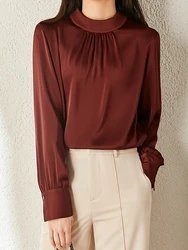 Fashion luxury ladies chiffon shirt France style woman satin blouse Spring Autumn Long sleeve Tops blusa mujer