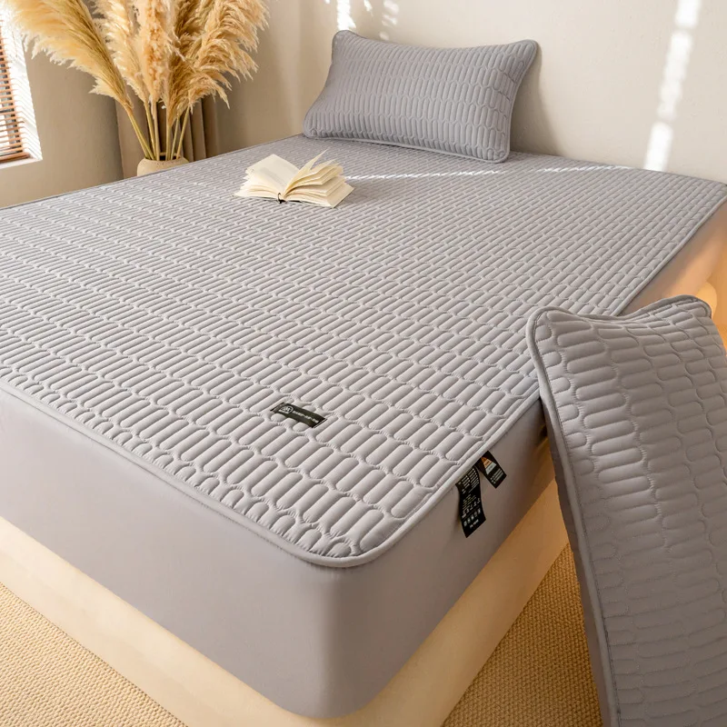 Waterproof Throw Mattress Cover Cotton Soybean Fiber Bed Fitted Sheet Mattress Protector Single/Double/Queen/King 150/160/200 2