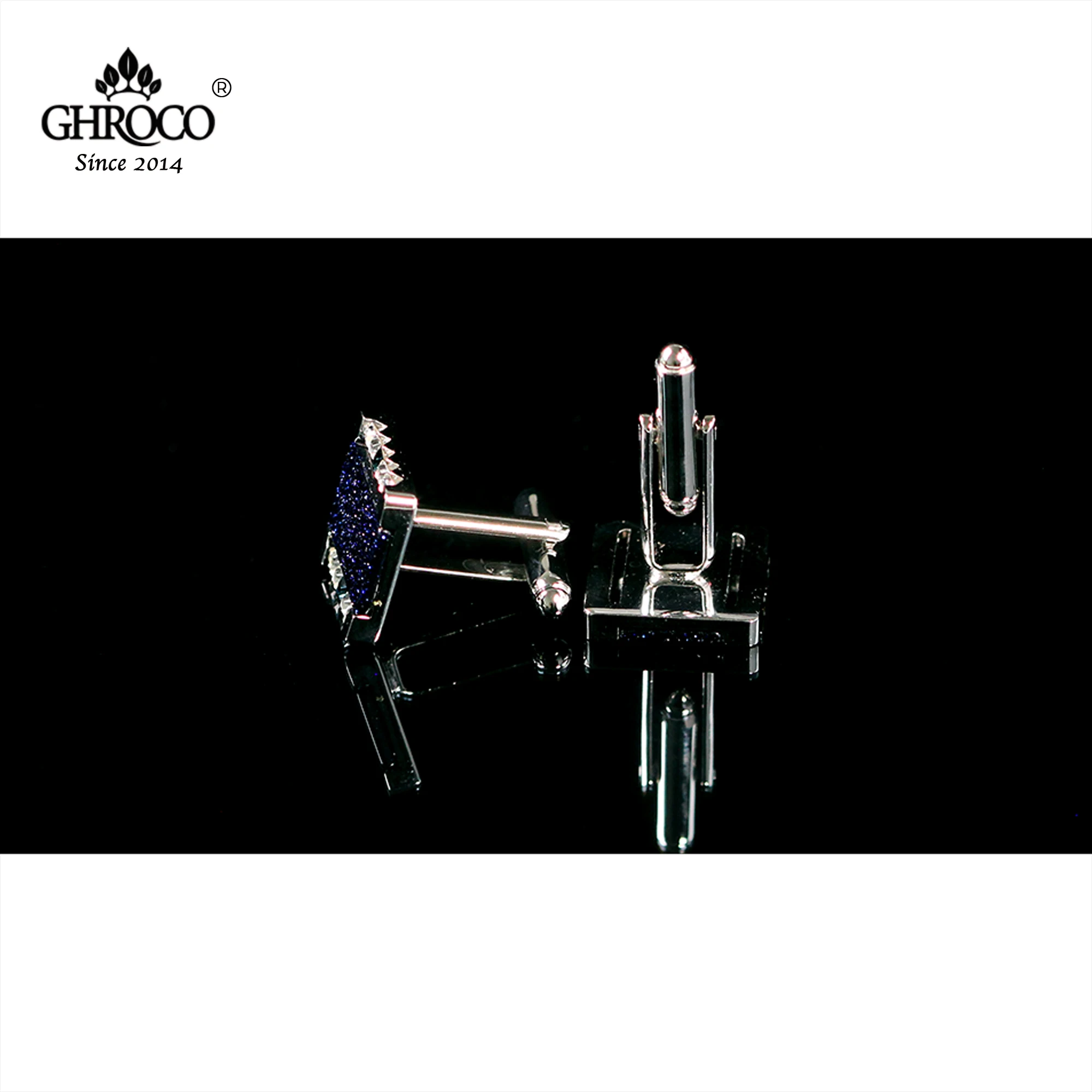 GHROCO High-Quality Exquisite Surface Inlaid Sandstone&Crystal Shirt Cufflinks Fashion Luxury Gift for Business Men and Wedding