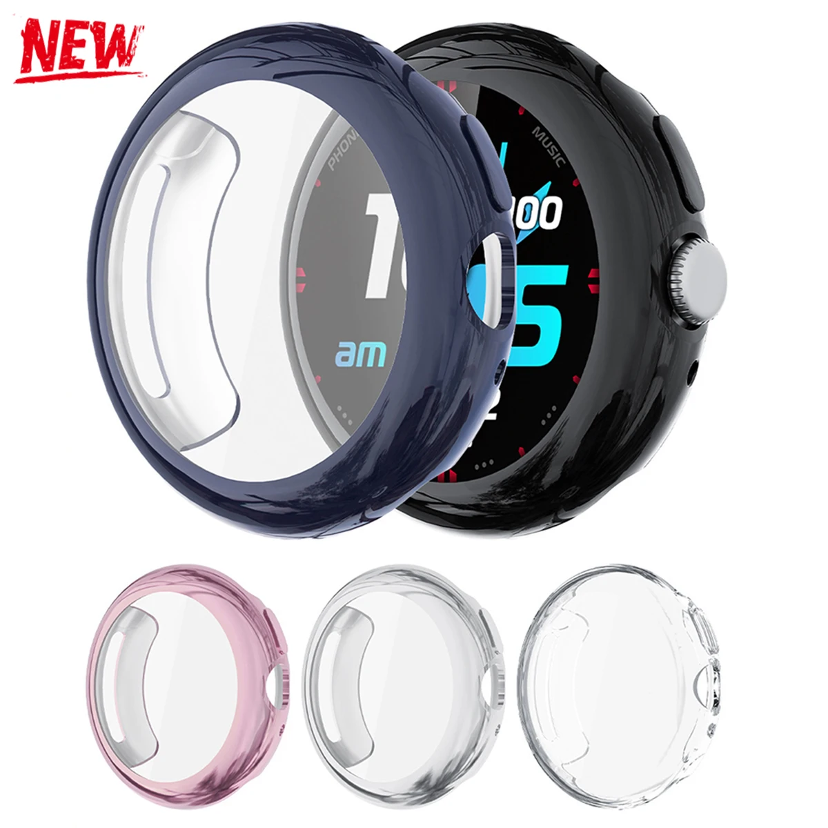 구글 픽셀 워치 4용 화면 보호 케이스 41mm / 45mm 소프트 TPU 페이스 커..