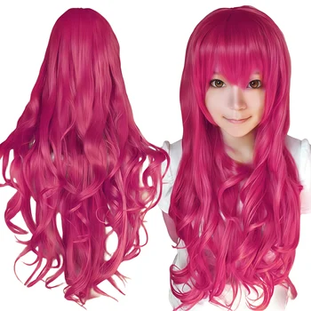 Parrucca Sintetica Rosa Caldo per Cosplay, Capelli Ricci Stile Lolita Itsuki Nakano, Parrucca Anime Rosa, Parrucca per Costume di Halloween Morgiana
