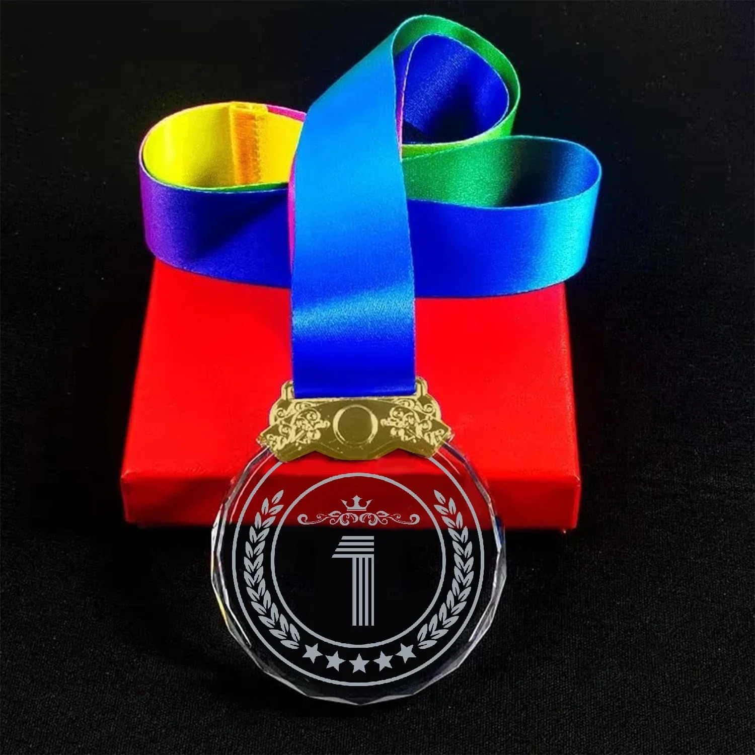 Hight Clear Crystal Glass Medals 1st 2nd 3rd WINNER MVP Blank Award Plaque with Gift Box Packagin 1pcs Free Design and Make